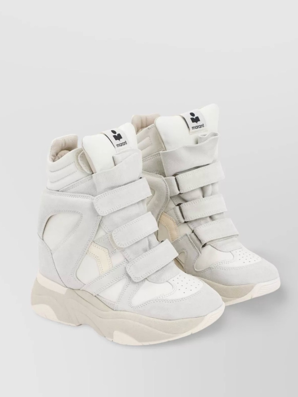 Isabel Marant Balskee White , Gray and Cream 50 MM High-Top Wedge Sneakers